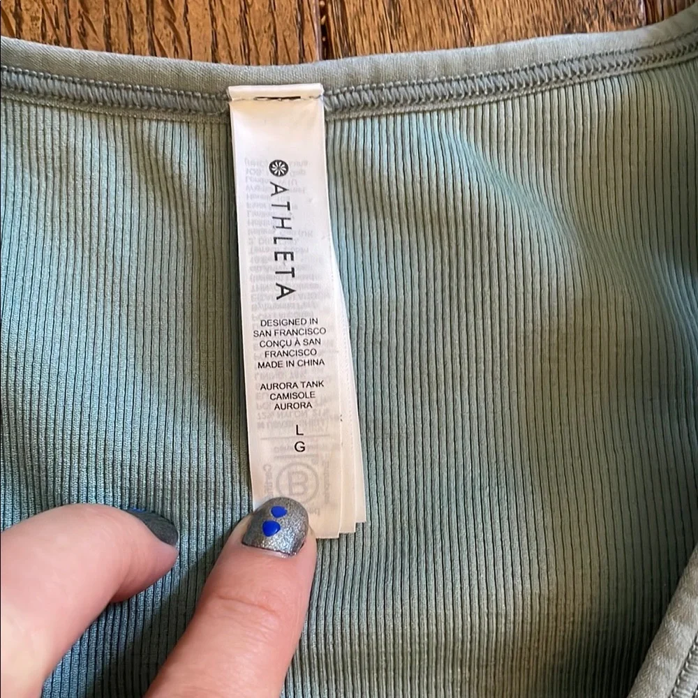 Athleta Gray Teal and Mint Green Leopard Fitted Sleeveless Tank Top